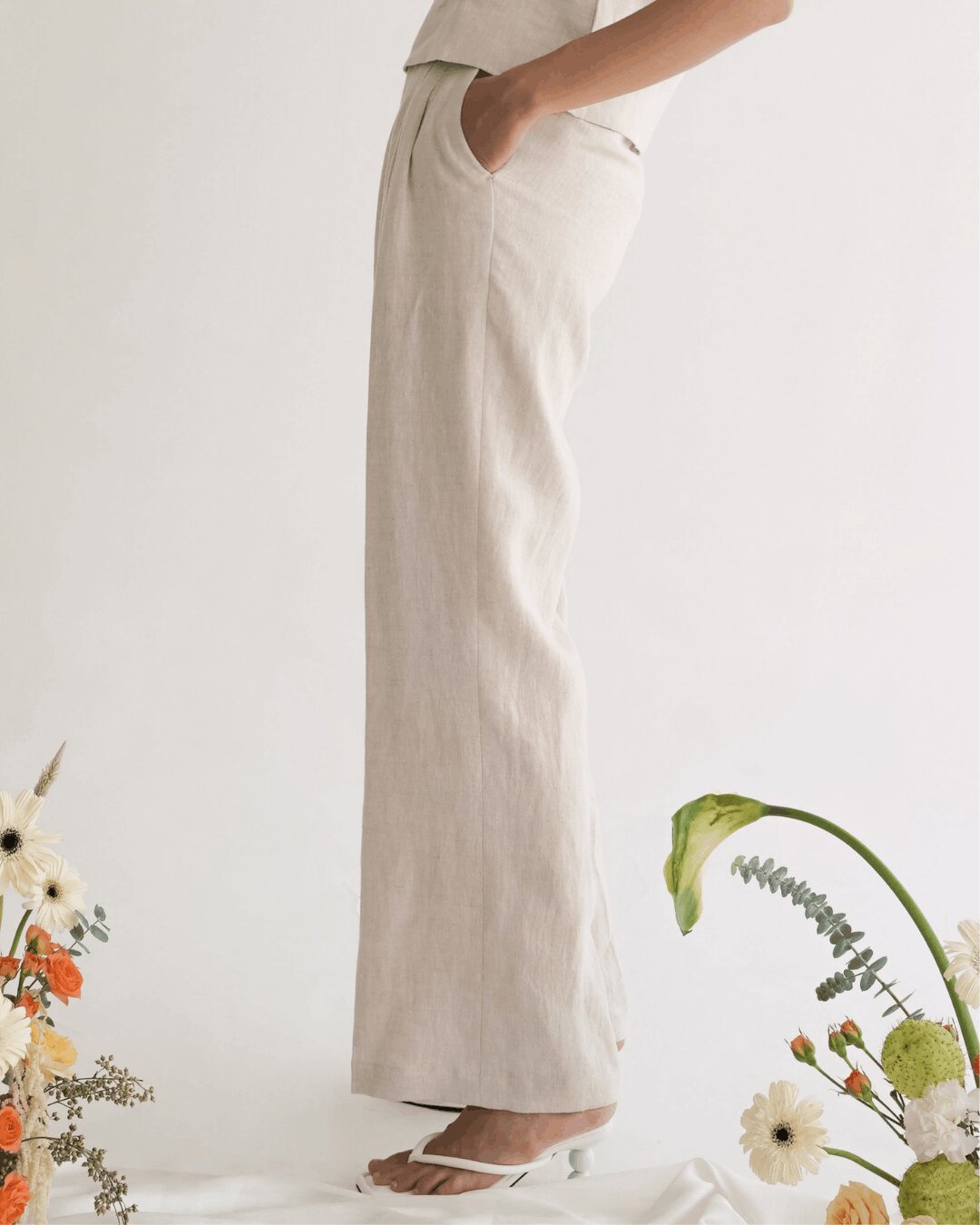 Long Regular Pants Linen Women