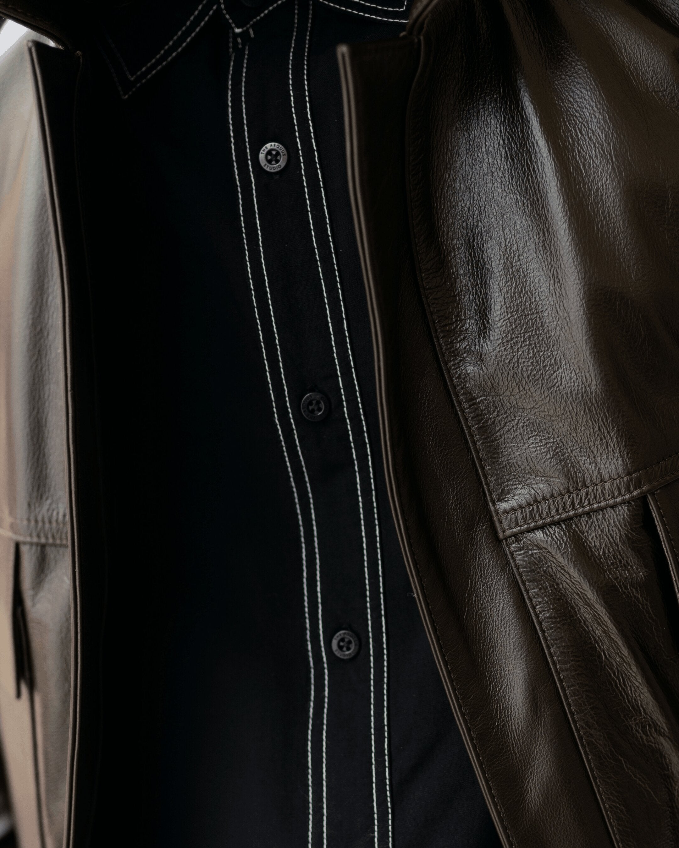 Contrast-Stitch Cotton Rayon Shirt