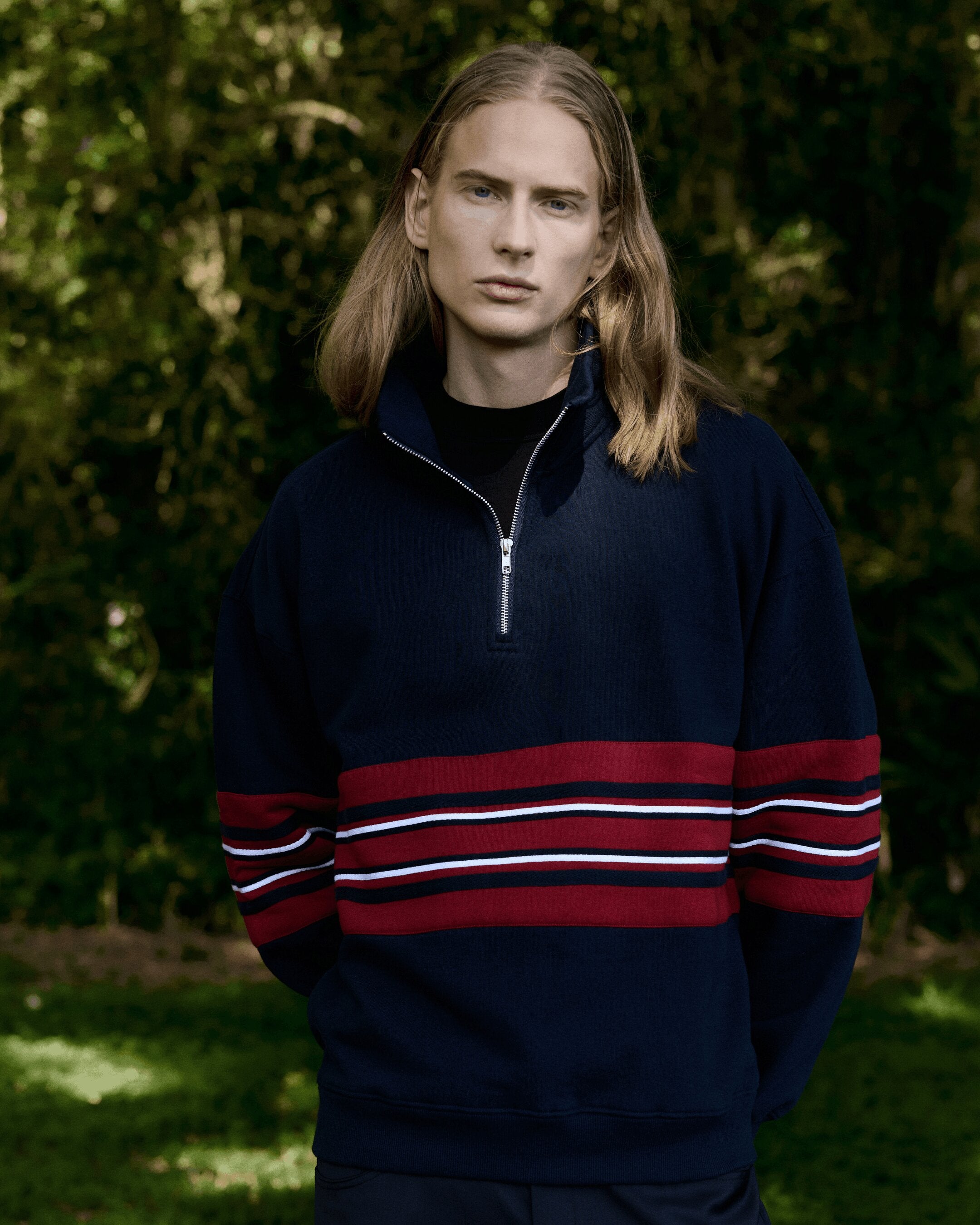 Navy Striped Red Sweater