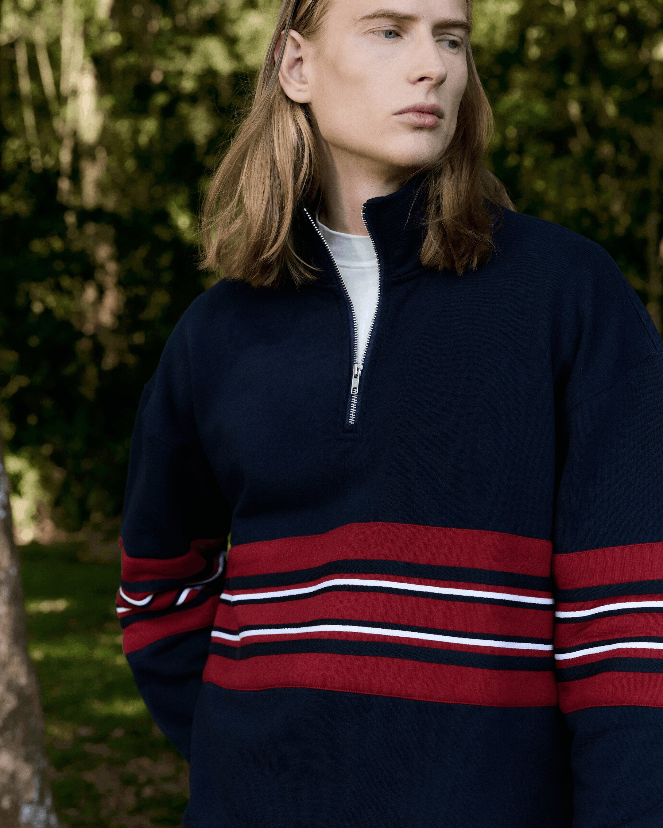 Navy Striped Red Sweater