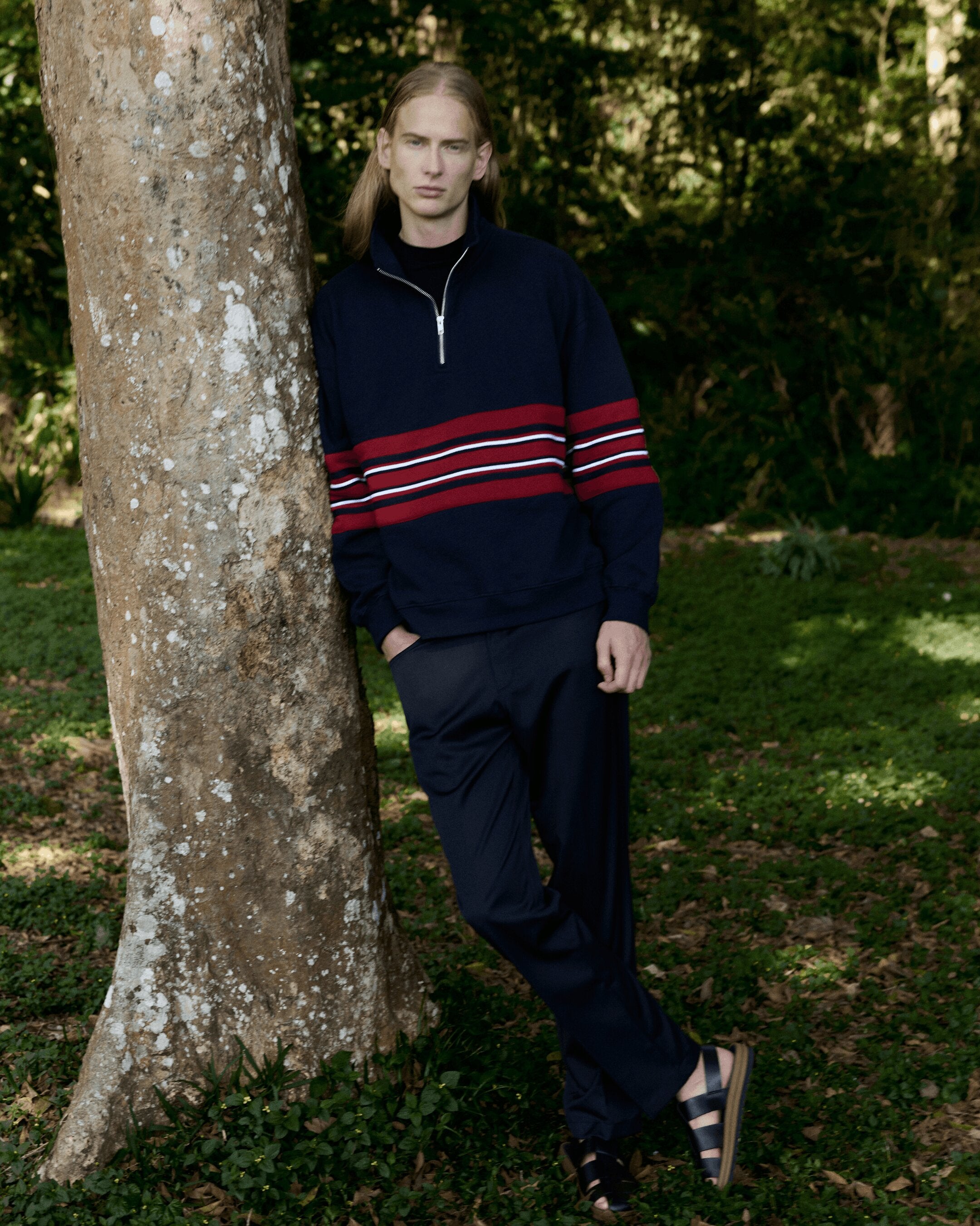 Navy Striped Red Sweater