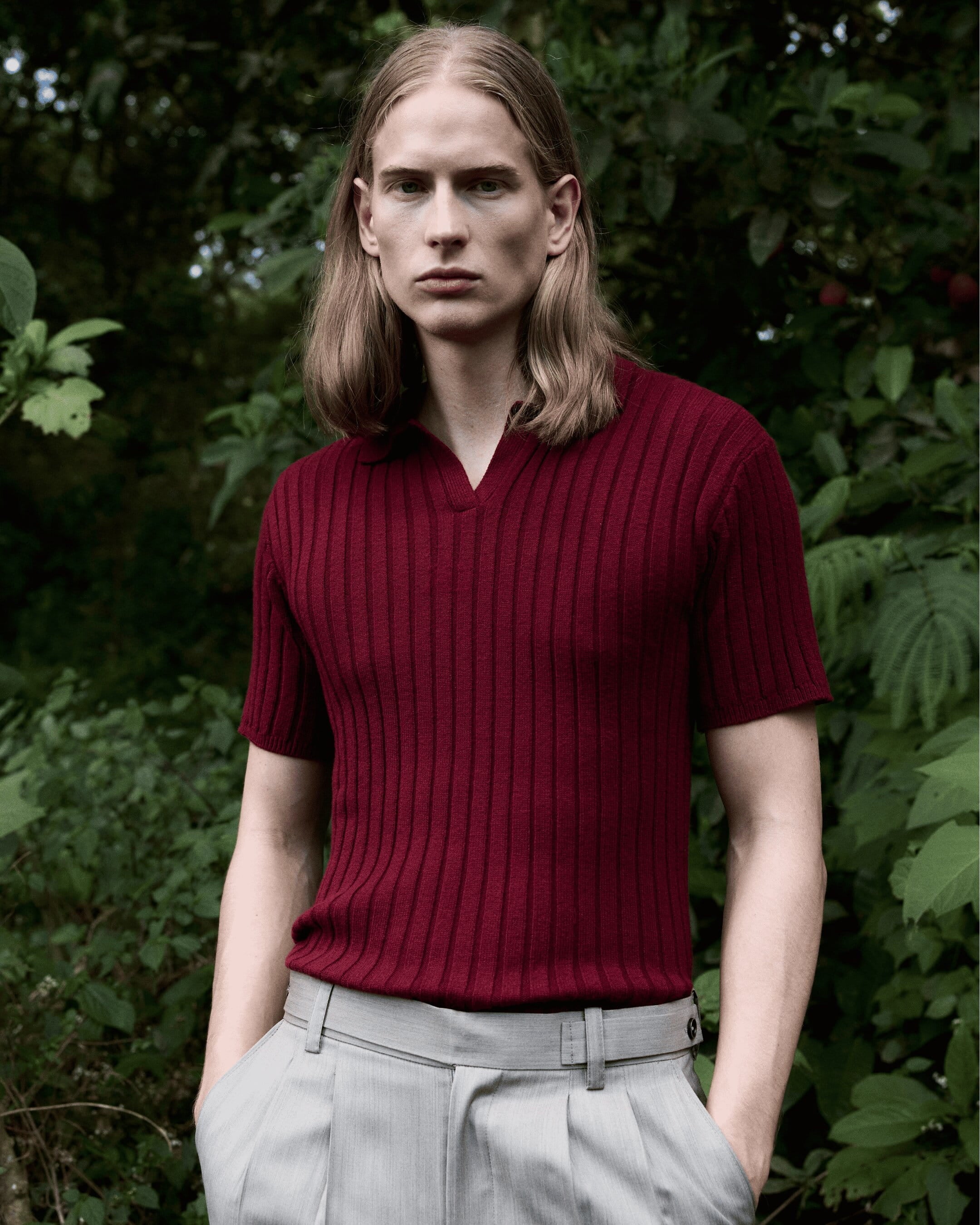 Knit Polo Shirt Maroon