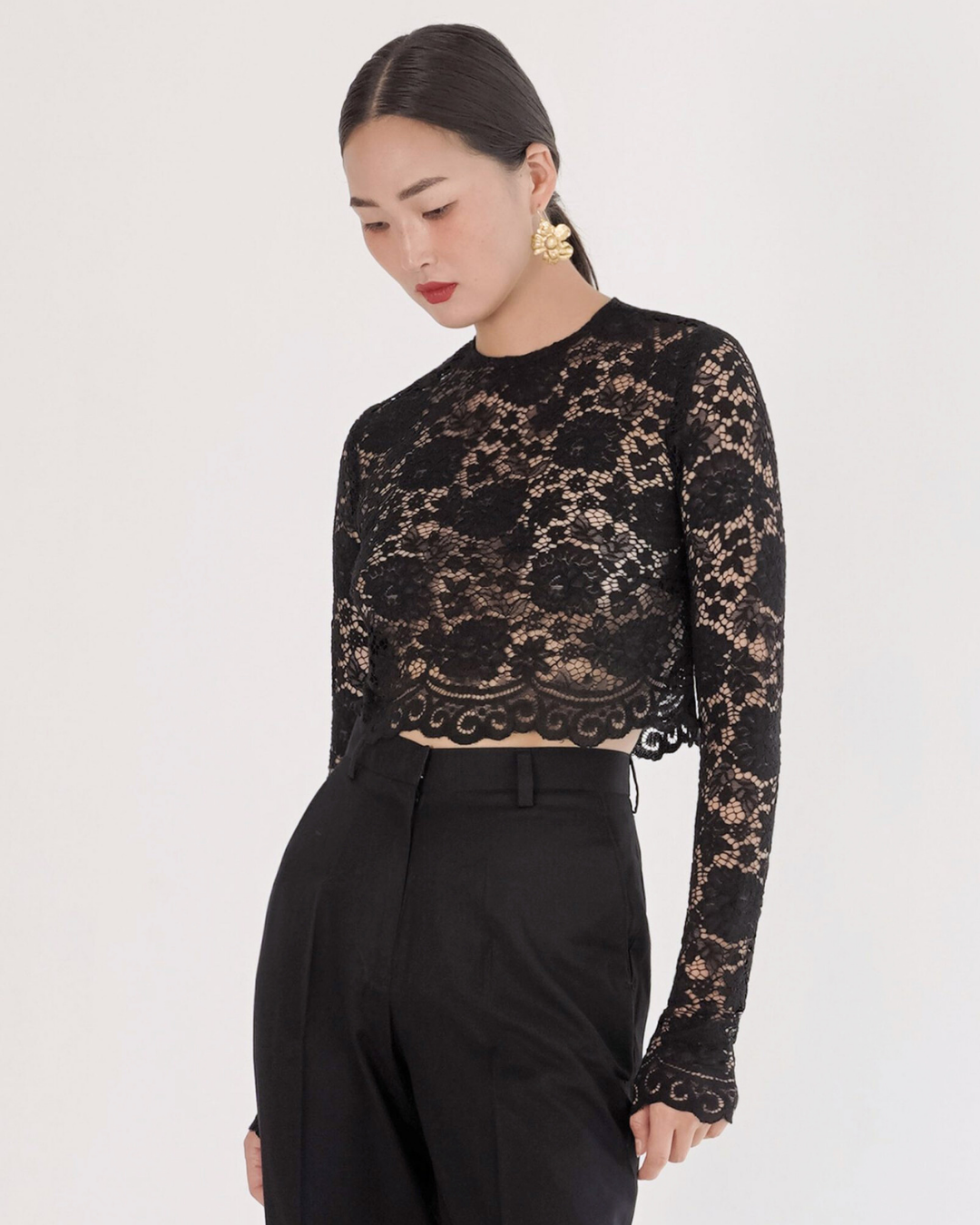 Noir Lace Cropped Top