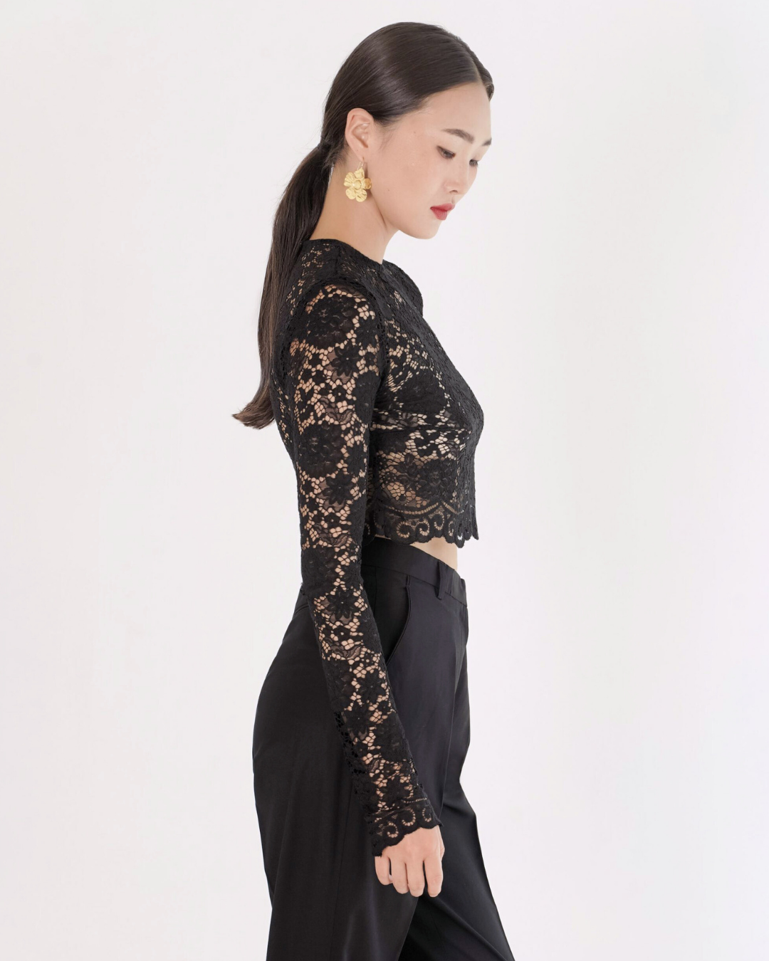 Noir Lace Cropped Top