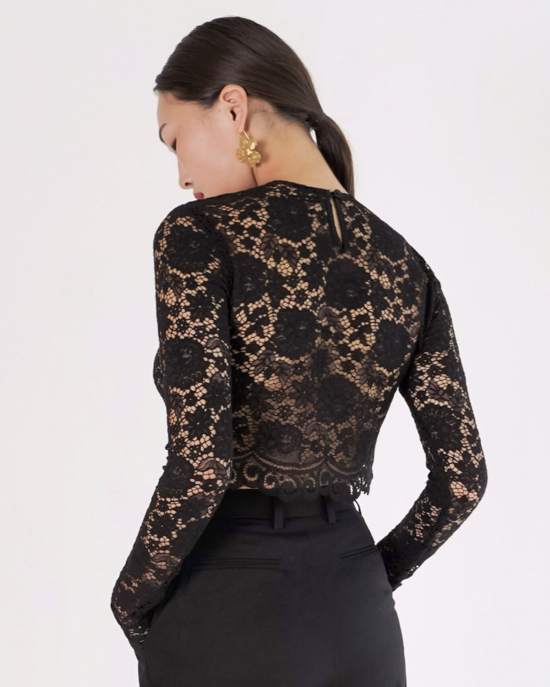 Noir Lace Cropped Top