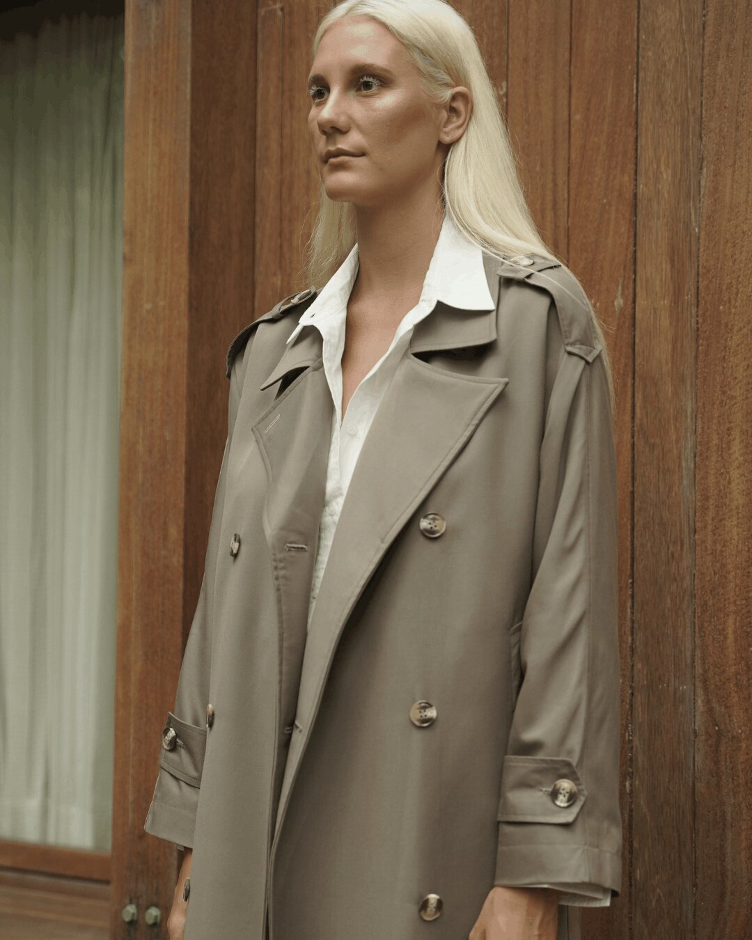 Double Breasted Long Trench Coat