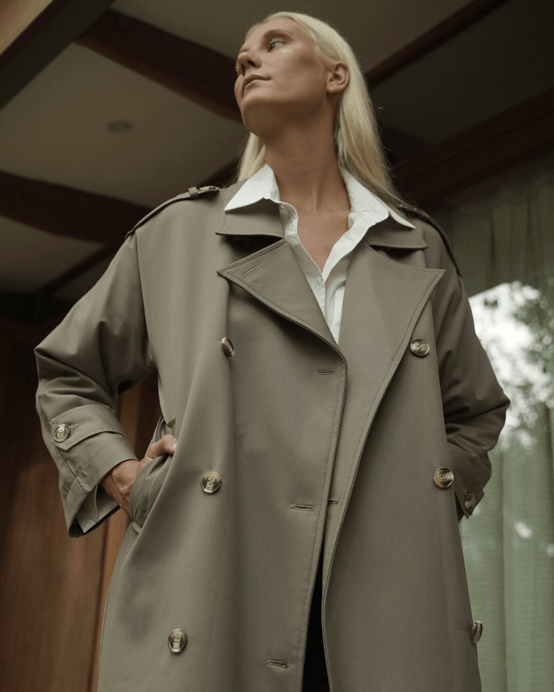 Double Breasted Long Trench Coat