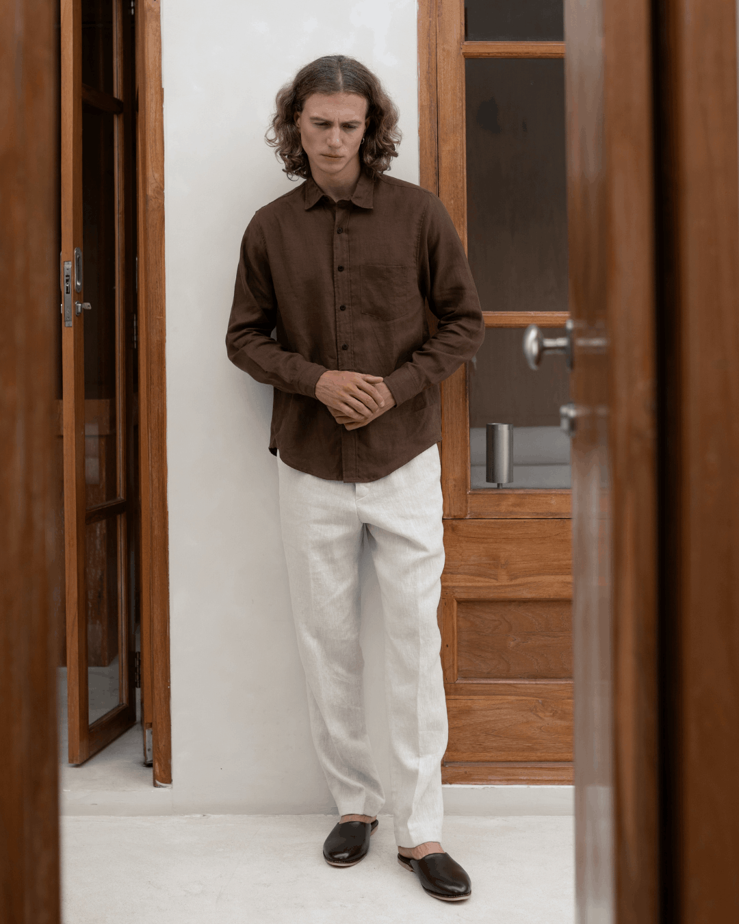 Long Regular Pants Linen Men